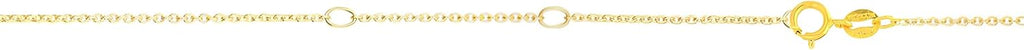 Floreo 14k Yellow Gold Double Extendable Solid Diamond Cut Cable Chain Adjustable Necklace, 16' - 17' - 18 Inch with Spring Ring Clasp