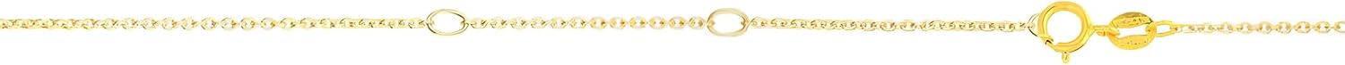 Floreo 14k Yellow Gold Double Extendable Solid Diamond Cut Cable Chain Adjustable Necklace, 16' - 17' - 18 Inch with Spring Ring Clasp