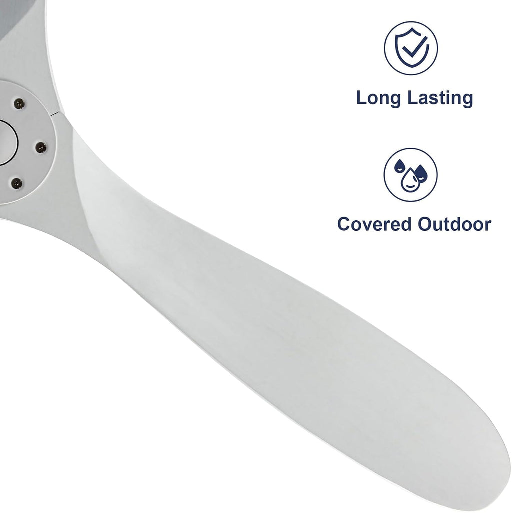 52' Ceiling Fans without Lights, Ceiling Fan no Light with 3 Blades, Solid Wood Ceiling Fan with Remote Control and DC Motor, Indoor Outdoor Ceiling Fans for Patios-White