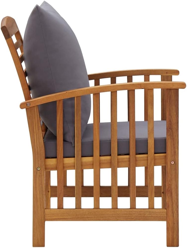 4 Piece Patio Furniture Sofa Set with Cushions, Outdoor Solid Acacia Wood Patio Conversation Table Chair Set for Garden, Backyard, Poolside,-516