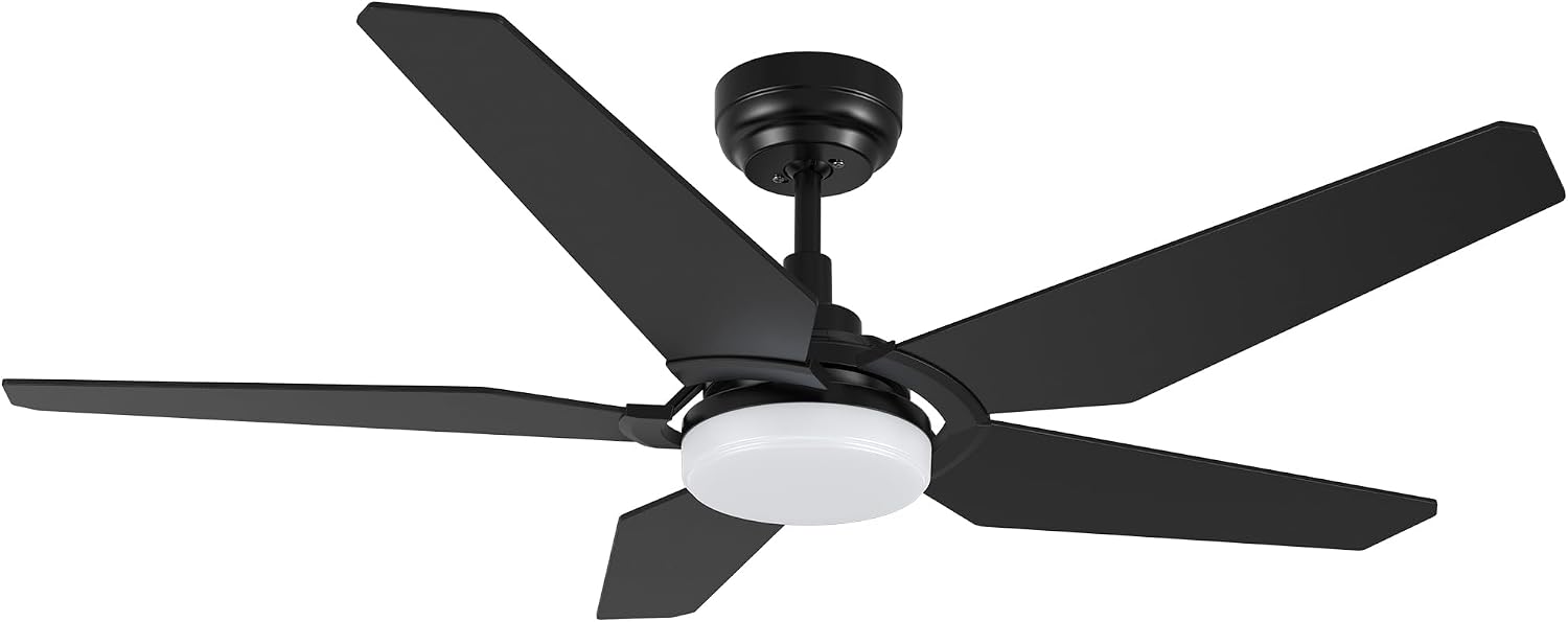 Carro 52' Modern Smart Ceiling Fan with Dimmable LED Lights and Remote, Compatible with Alexa/Google Home/Siri/APP, DC Motor with 10 Speeds, for Living Room Dining Bedroom, Black