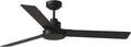 Monte Carlo Fans Jovie 3 Blade Ceiling Fan in Modern Style 58 Inch Wide 14.7 Inch Tall Midnight Black Finish with LED