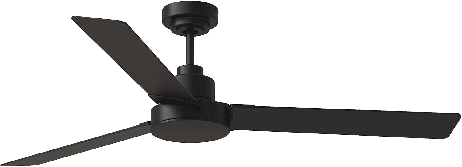 Monte Carlo Fans Jovie 3 Blade Ceiling Fan in Modern Style 58 Inch Wide 14.7 Inch Tall Midnight Black Finish with LED