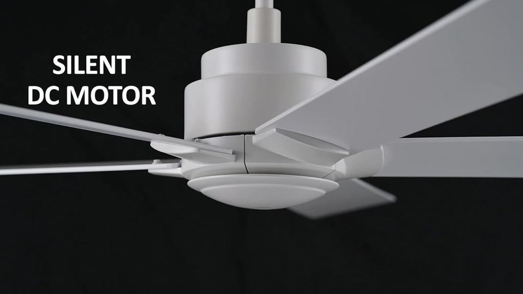 Carro 60 Inch Ceiling Fan without Lights, White Ceiling Fan with Remote Low Profile, 10-Speed Reversible DC Motor, 5 Dual Finish Blades, Indoor, for Bedroom