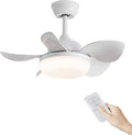 Ceiling Fans with Lights and Remote, Contemporary Indoor LED Ceiling Fan with Light, 6 Speeds Ceiling Fan for Patios,Living Room, Reversible DC Motor, 5 Blades, Dimmable, Noiseless(White)