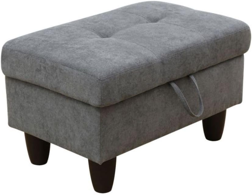 Ottoman Storage Ottoman Bench Flannel Footrest Footstool with Hinged Lid for Living Room, Bedroom, Entryway, Dark Grey, 28.5'X19'X17.5'