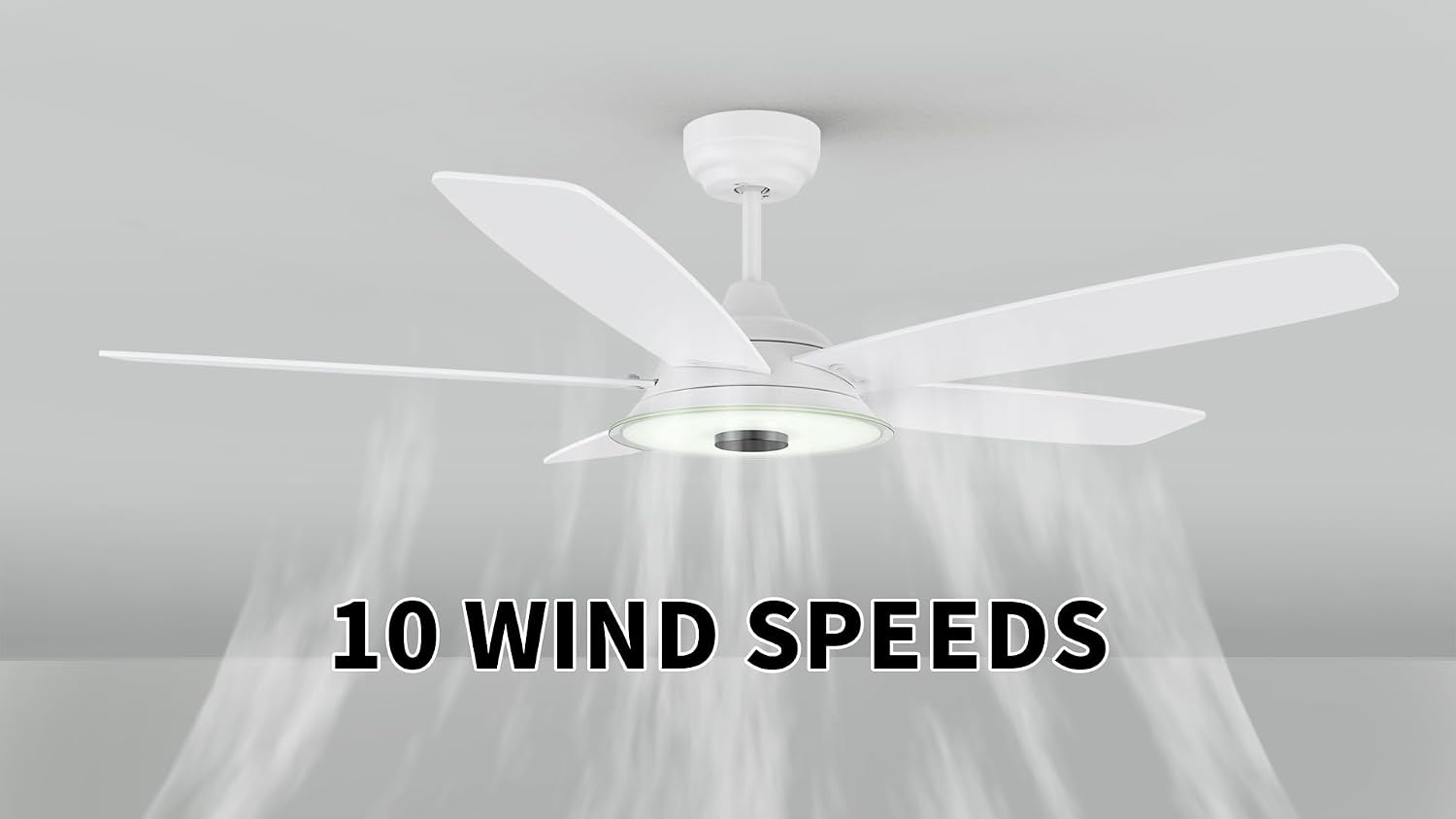 ARRO 52' Smart Ceiling Fan With 3 Light Colors Dimmable, Reversible DC Motor With 10 Speeds, Compatible with Alexa, Siri & Google Home & APP, White