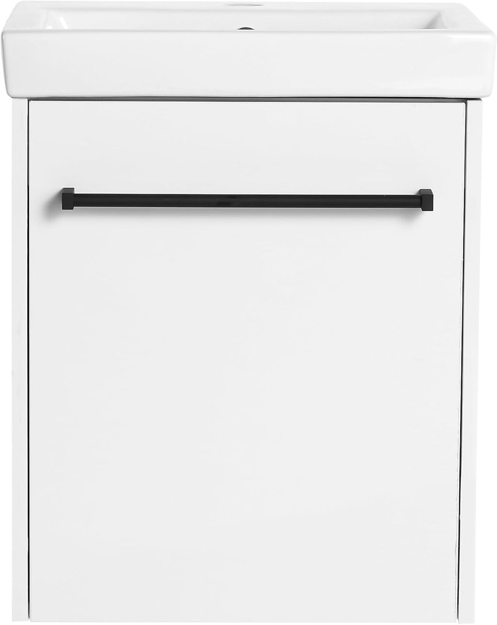 Glemab 17.31' Floating Wall-Mounted Bathroom Vanity, Wall-Mounted Storage Cabinet with Ceramic Sink, Soft-Close Cabinet Door, Bathroom Vanity with Ceramic Sink, White