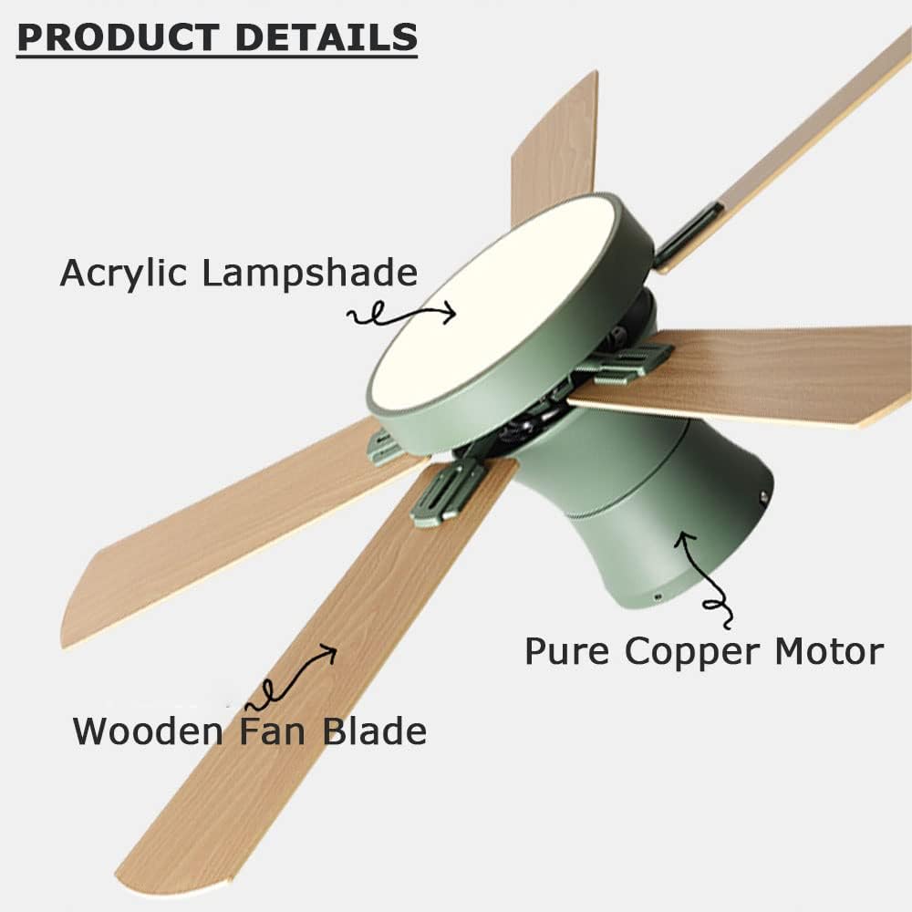 Flush Mount Ceiling Fan with Lights Wood Modern Ceiling Fan with Remote 42 Inch Mute Ceiling Fans with Lights for Bedroom Outdoor Ceiling Fans for Patios with Light