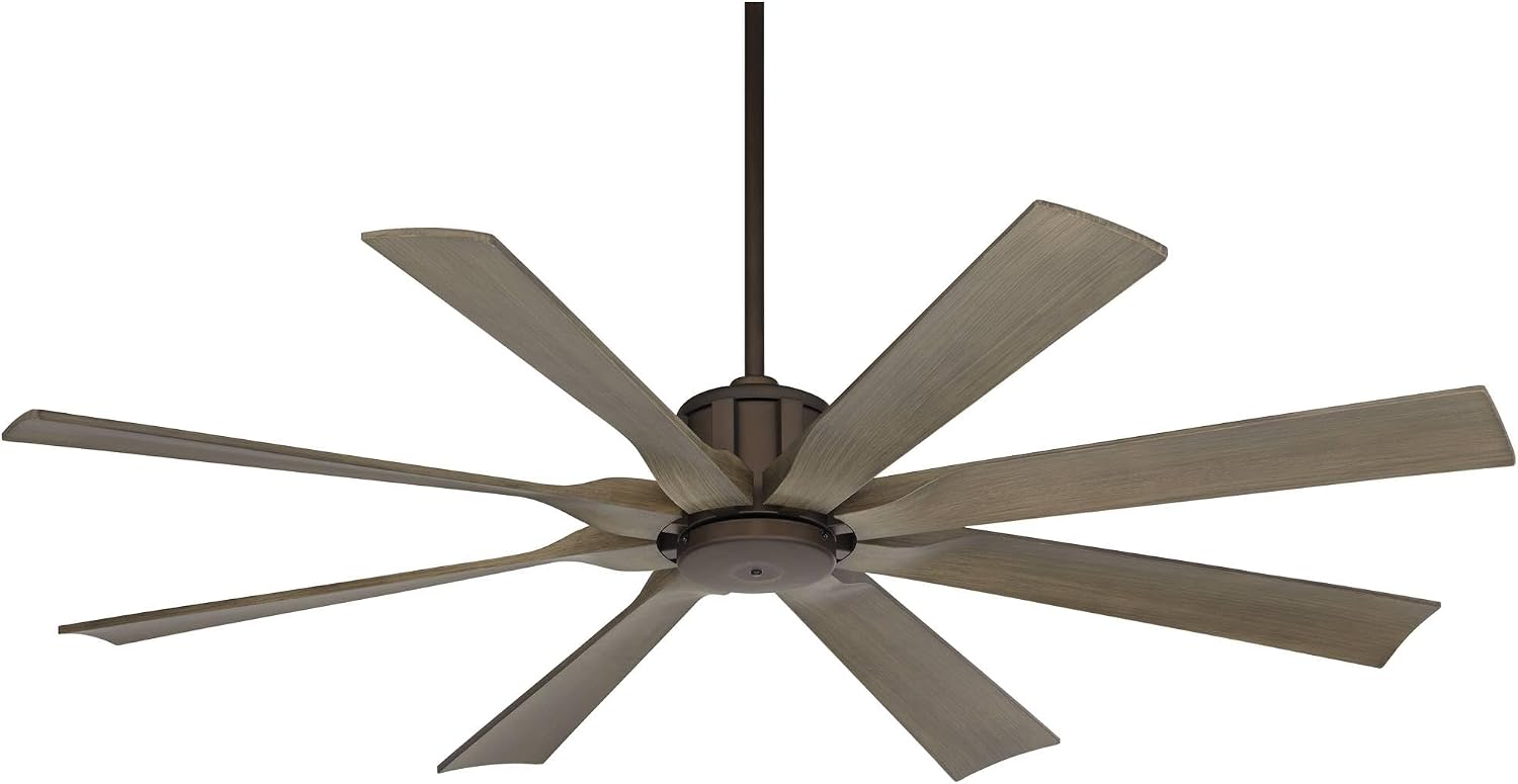 Possini Euro Design 60' Defender Industrial Rustic Indoor Outdoor Ceiling Fan with Remote Control Oil Rubbed Bronze Hand-Painted Weathered Oak Damp Rated for Patio Exterior Porch Gazebo Garage Barn