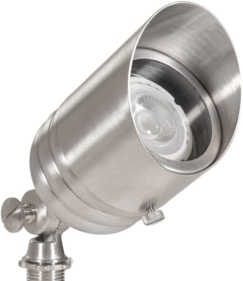 VOLT 20-Pack 12V Fat Boy Stainless Steel Outdoor Spotlights with 5W 2700K Warm White 400 Lumen MR16 LED Bulbs for Low Voltage Landscape Lighting of Yard, Lawn, Garden, Patio, Trees & House