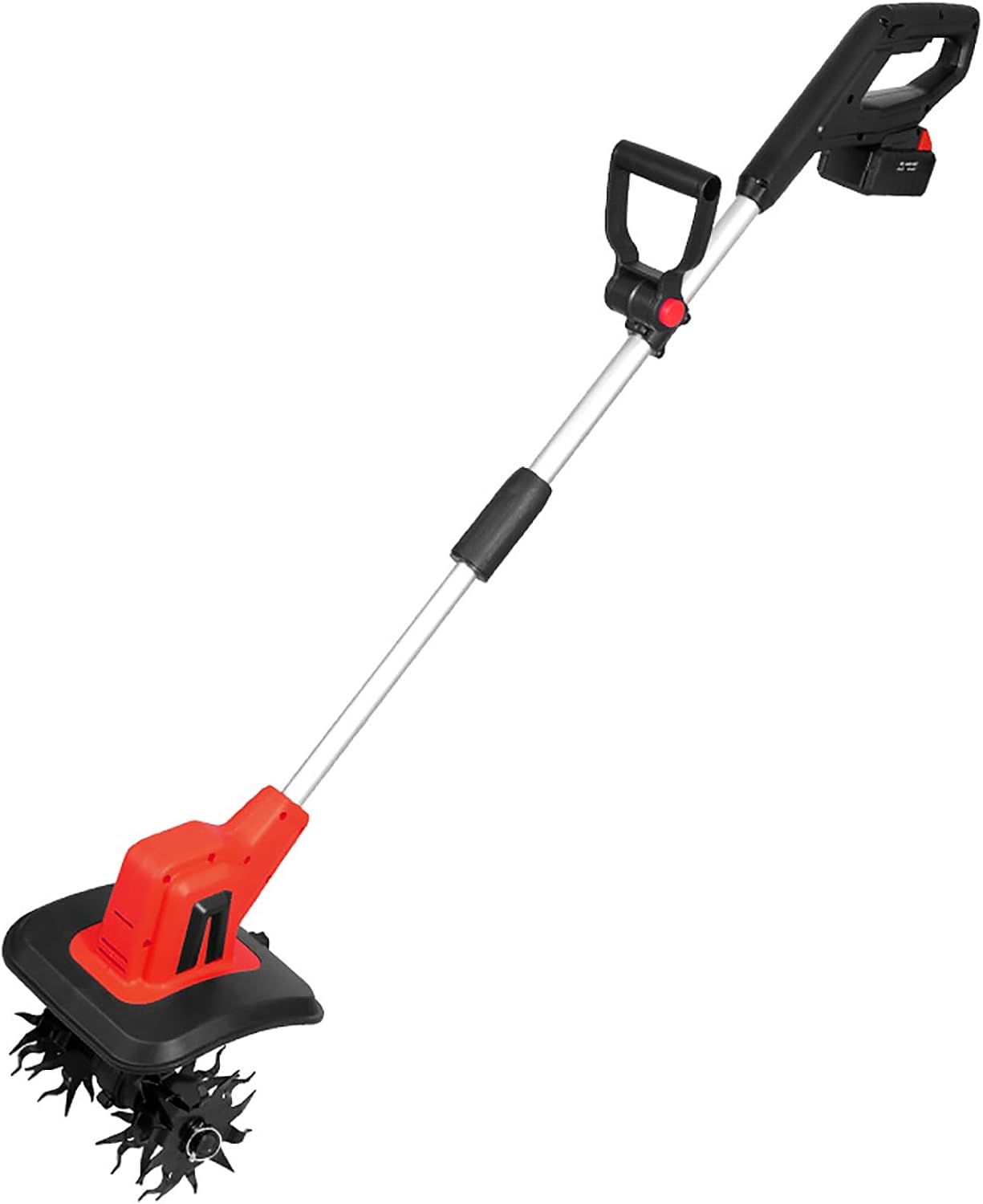 Ruesr Electric Cordless Garden Tiller, 50-inch Cultivator 20v Electric Garden Tiller Battery Powered Total 4000mAh 4-in-1 Soil Tiller for Trenching, Weeding, Loosening, Plowing