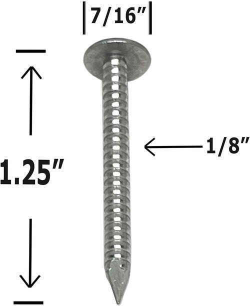 1.25'-RING SHANK ALUMINUM - ROOFING SIDING NAILS - Vinyl & Aluminum Siding & Facia Trim Nail – Aluminum metal secure holding Ring Shank nail – QTY (2000)