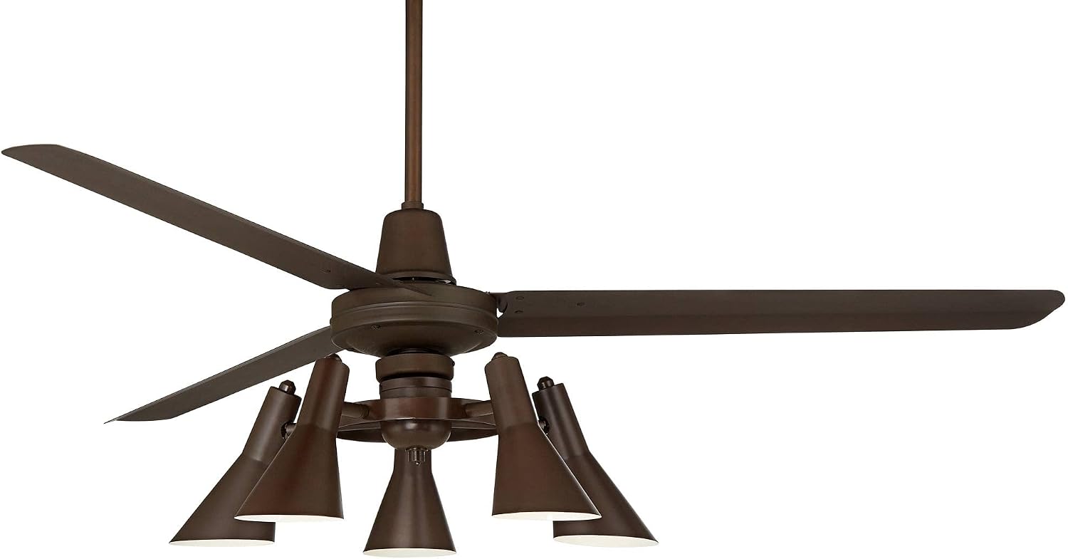Casa Vieja 60' Turbina Industrial Retro 3 Blade Indoor Ceiling Fan with Light LED Remote Oil Rubbed Bronze Adjustable Head for House Bedroom Living Room Home Kitchen Dining Office