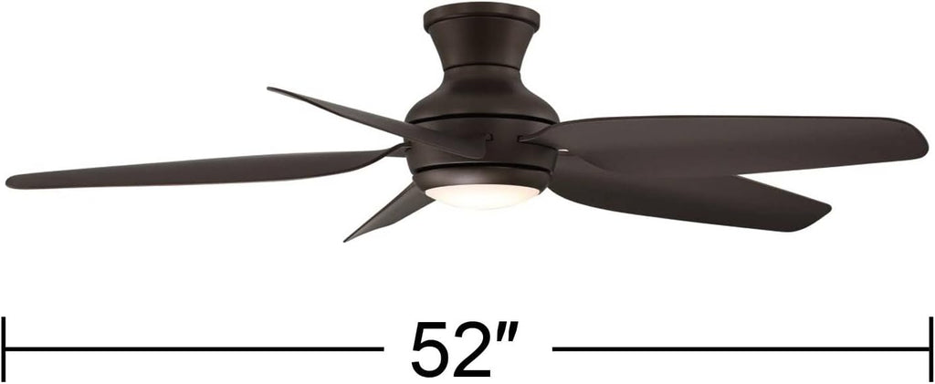 Casa Vieja 52' Del Diego Modern Industrial Hugger Indoor Outdoor Ceiling Fan with LED Light Remote Control Bronze Brown Damp Rated for Patio Exterior House Home Porch Gazebo Garage Barn