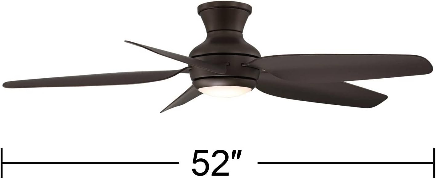 Casa Vieja 52' Del Diego Modern Industrial Hugger Indoor Outdoor Ceiling Fan with LED Light Remote Control Bronze Brown Damp Rated for Patio Exterior House Home Porch Gazebo Garage Barn