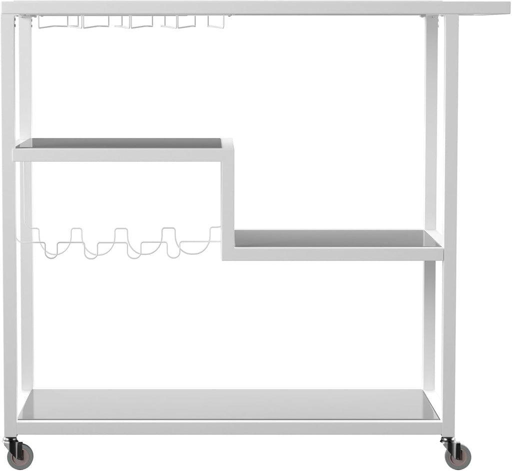 Holly & Martin Zephs Bar Cart White - Stylish Bar Cart for Home - Utility Carts with Wheels