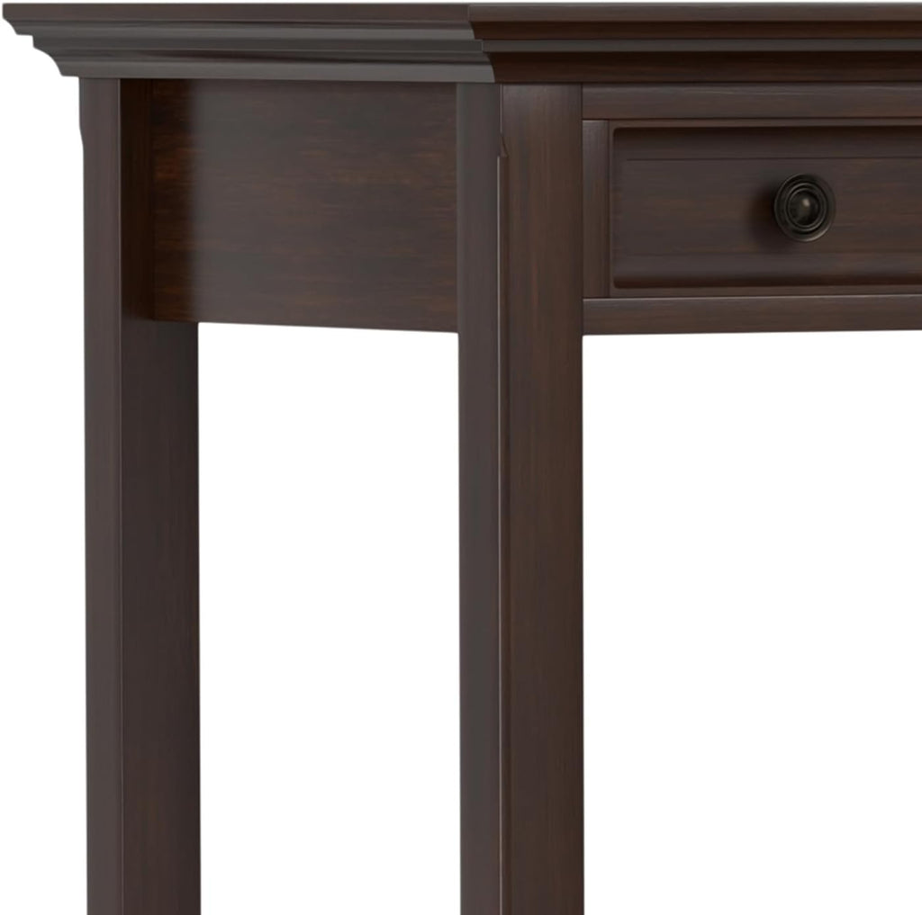 SIMPLIHOME Amherst Desk and Bookcase Bundle - 54 inch Wide Solid Wood Desk with Drawers and 30 inch Wide 5-Shelf Bookcase in Russet Brown, Transitional Home Office Furniture (Set of 2)