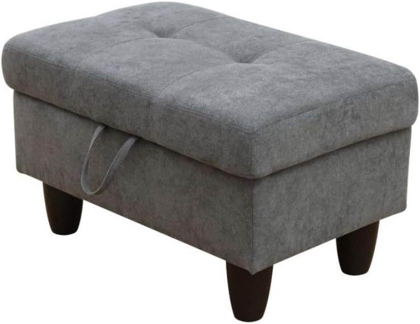 Ottoman Storage Ottoman Bench Flannel Footrest Footstool with Hinged Lid for Living Room, Bedroom, Entryway, Dark Grey, 28.5'X19'X17.5'