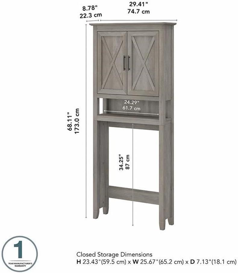 Bush Home Key West Over The Toilet Storage Cabinet in Driftwood Gray