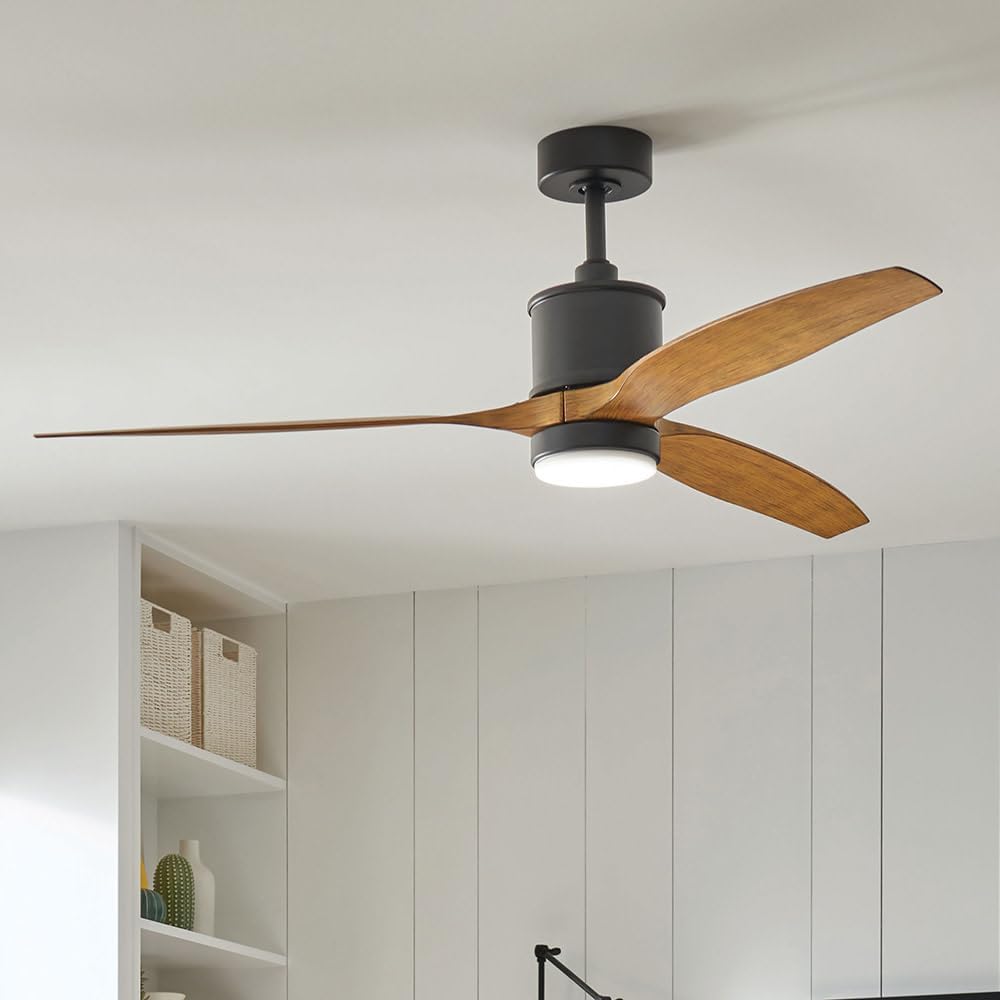 Hinkley Hover 60' Indoor/Outdoor Smart Ceiling Fan with Light and Remote, Modern Propeller Style with Composite Fan Blades, Integrated LED, Graphite and Driftwood