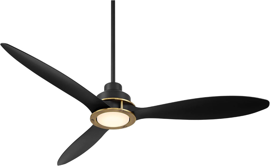 Casa Vieja 56' Veyron Modern Indoor Outdoor Ceiling Fan 3 Blade LED Light Remote Control Matte Black Finish Blades Bedroom Patio Living Room Kitchen Porch Damp Rated Decorative DC Motor Garage