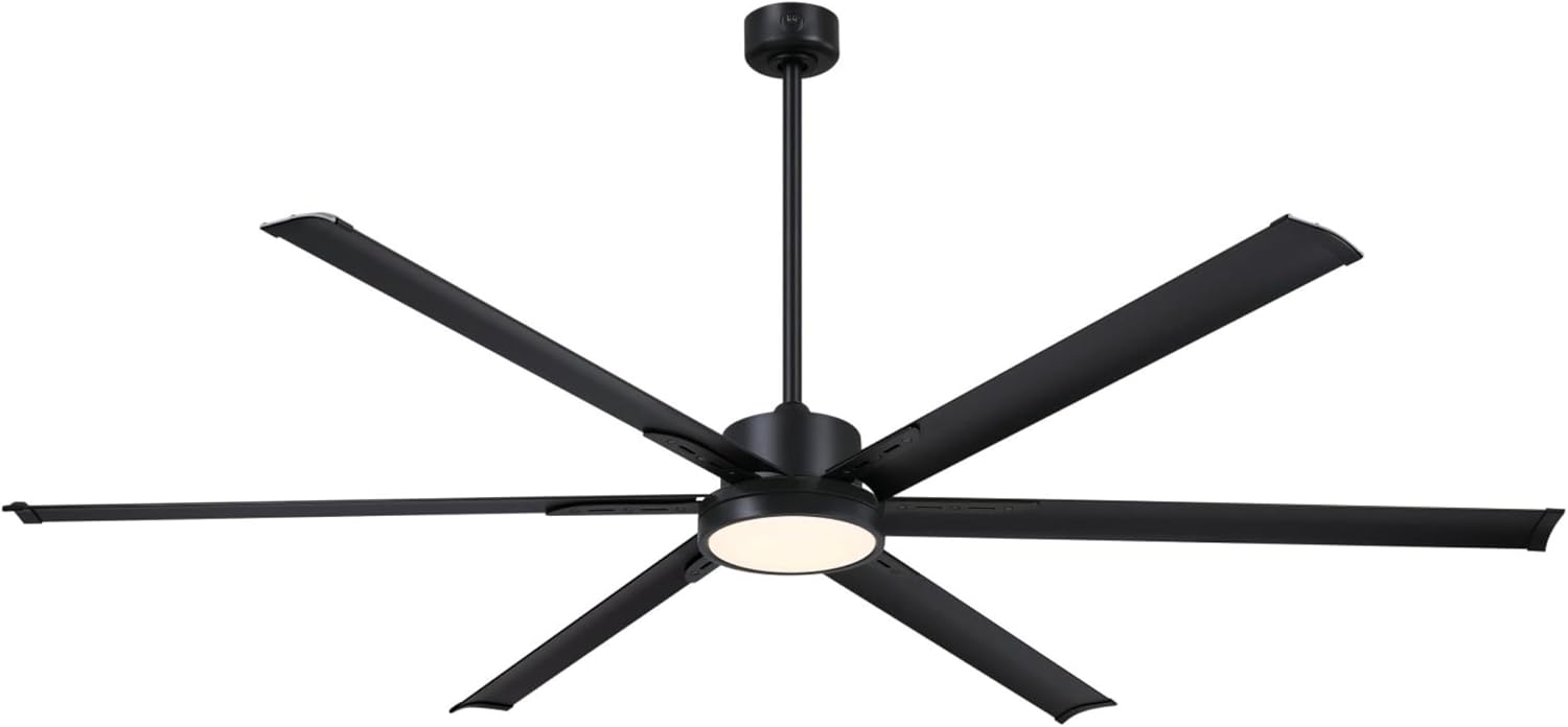 Westinghouse Lighting Hudson Yards Adjustable Ceiling Fan with Light, 80-Inch Industrial-Style Indoor/Outdoor Fan in Matte Black, DC Motor, Dimmable LED with Opal Frosted Glass, Remote Control