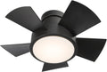 Vox 26 in Smart Indoor and Outdoor Smart Flush Mount Ceiling Fan in Matte Black with Remote Control 2700K