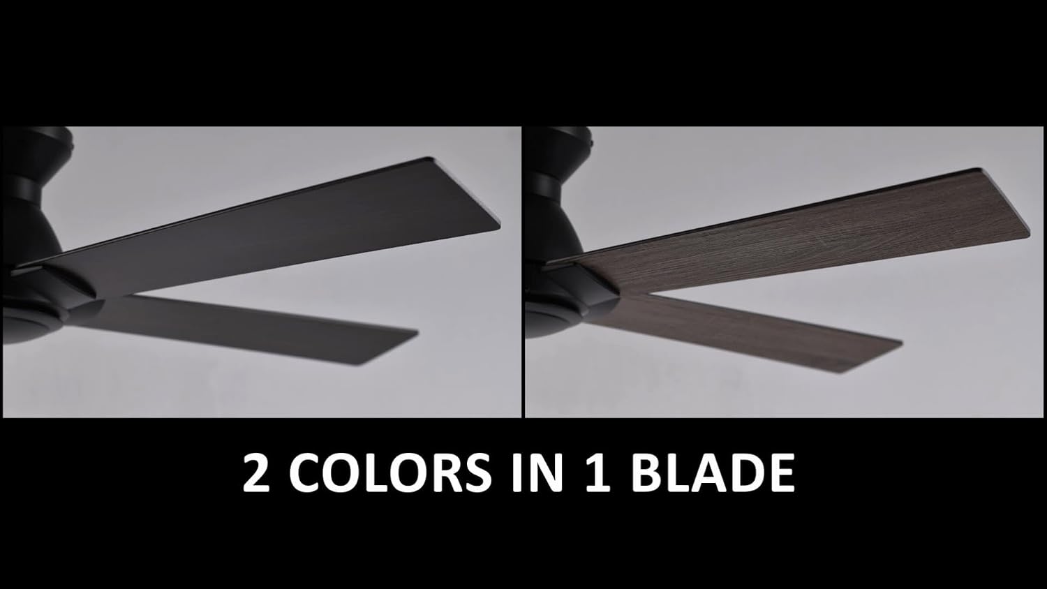 Carro 52 Inch Flush Mount Ceiling Fan without Lights, Black Ceiling Fan with Remote Low Profile, 10-Speed Reversible DC Motor, 5 Dual Finish Blades, Indoor for Bedroom