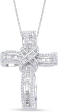 Infinity Cross Diamond Pendant Necklace for Women & Men, 1.00 Cttw Natural or Lab-Grown Diamond in 14K Gold Over 925 Sterling Silver, Religious Christian Jewelry Gift with 18' Chain