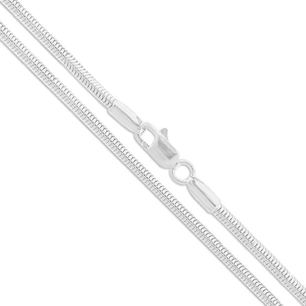 925 Sterling Silver Snake Chain Necklace - 2MM, 3MM, 4MM, 5MM Round Solid Silver Chains - Flexible, Men and Women's Jewelry - Made In Italy