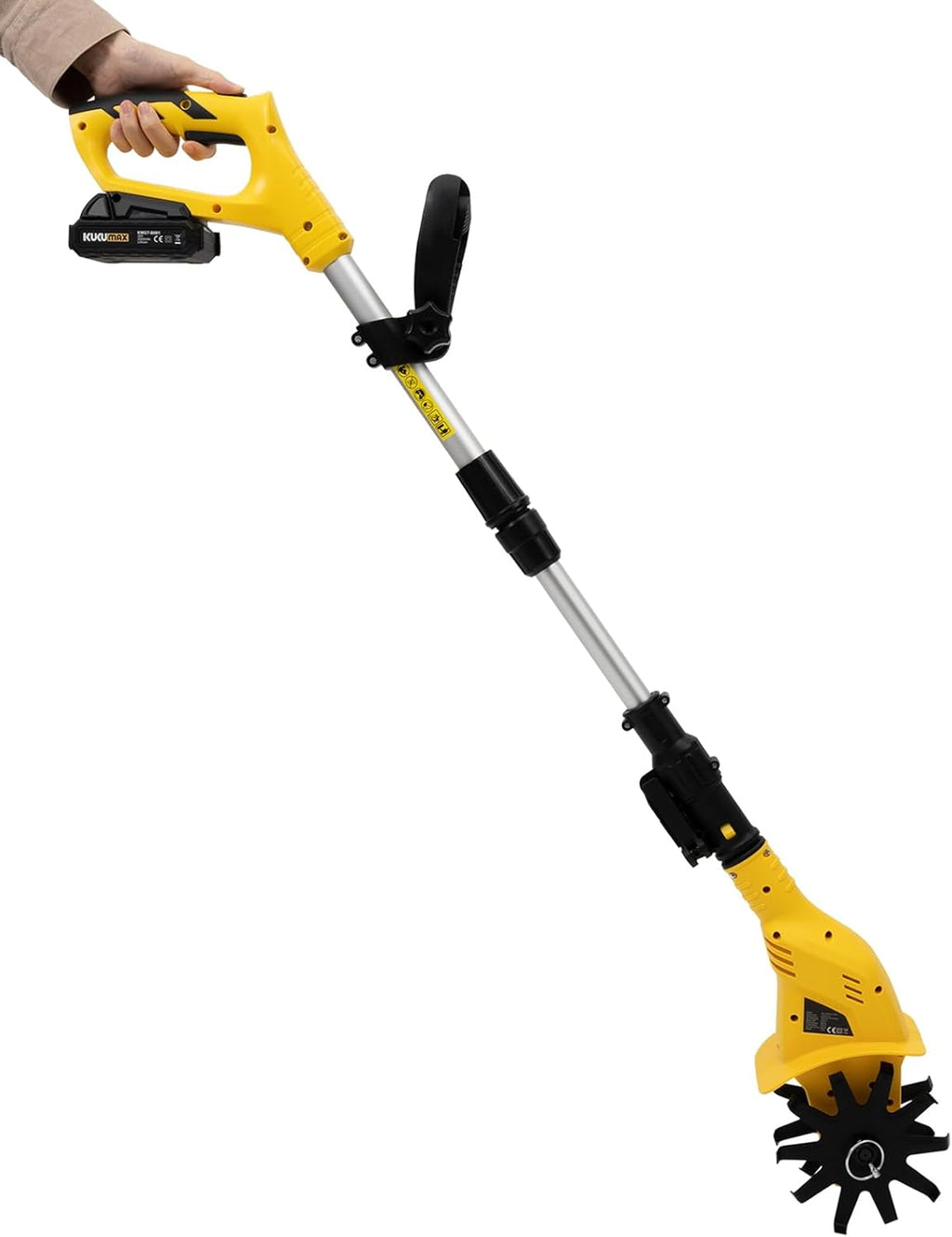 Cordless Electric Garden Tiller Cultivator, with 2000Mah Battery & Charger, 4in Tilling Width and 6.7in Depth, Adjustable Height, Mini Tiller for Farm Park Garden Courtyard Fields
