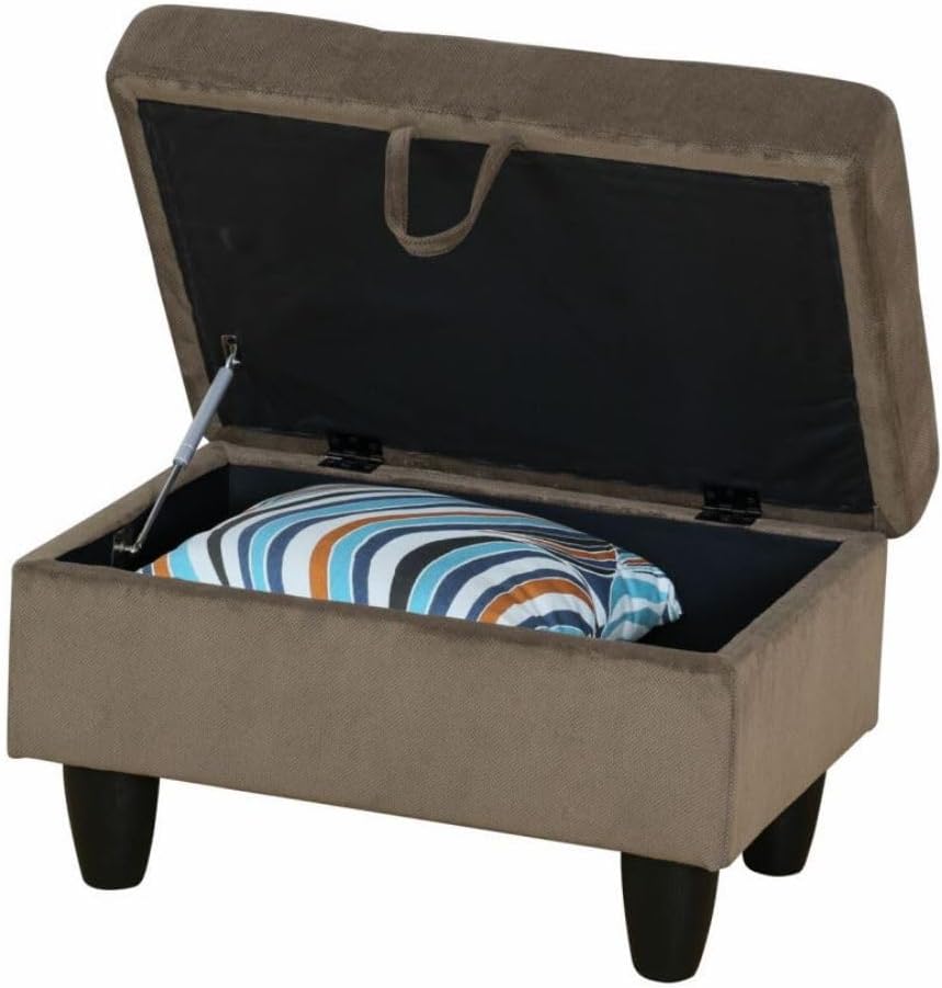 Ottoman Storage Ottoman Bench Corduroy Footrest Footstool with Hinged Lid for Living Room, Bedroom, Entryway, Brown, 28.5'X19'X17.5'