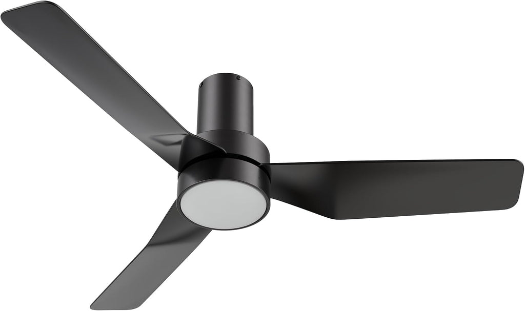 CEME 44-Inch Low Profile Ceiling Fan with Light and Remote, Small Flush Mount Ceiling Fan with 10-speed DC Motor, Indoor & Outdoor for Bedroom, Living room, Black