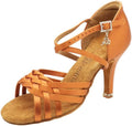 Professional Latin Dance Shoes Salsa Jazz Flamenco Practice Sandals High Heel Ballroom Dancing Shoes for Women Satin #2360-1
