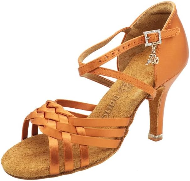 Professional Latin Dance Shoes Salsa Jazz Flamenco Practice Sandals High Heel Ballroom Dancing Shoes for Women Satin #2360-1