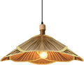 1-Light Hanging Lamp Rattan Hand-Woven Pendant Light Bamboo Fan Retro Chaner Home Decor Pastoral Style Ceiling Lighting Fixture for Dining Room,Living Room Bar +Wood