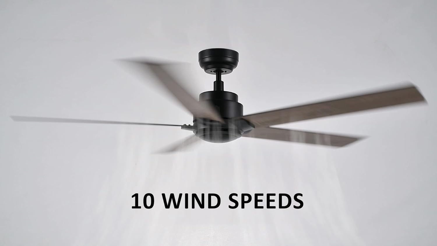Carro 60 Inch Ceiling Fan without Lights, Black Ceiling Fan with Remote Low Profile, 10-Speed Reversible DC Motor, 5 Wood Finish Blades, Indoor, for Bedroom