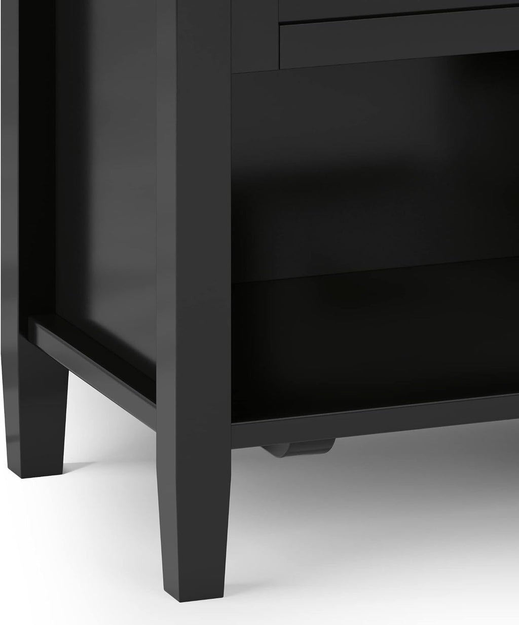 SIMPLIHOME Warm Shaker Solid Wood 24 inch Wide Transitional-Style Bedside Nightstand Tables in Black for the Living Room and Bedroom (Set of 2)