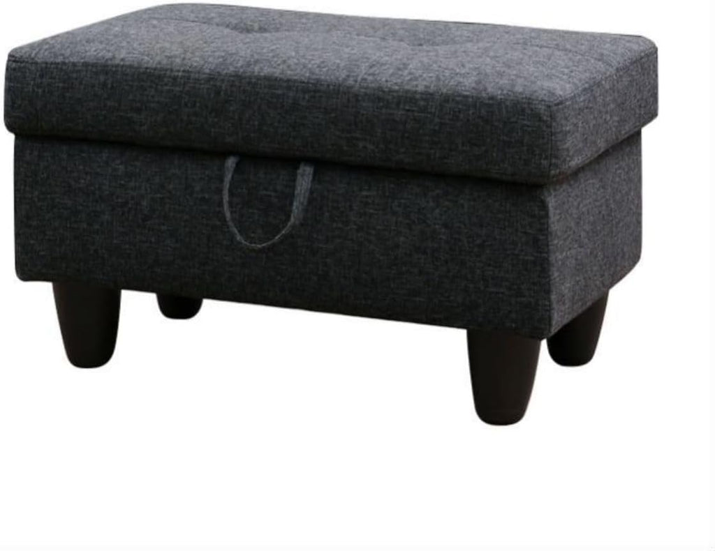Ottoman Storage Ottoman Bench Linen Footrest Footstool with Hinged Lid for Living Room, Bedroom, Entryway, Black Grey, 28.5'X19'X17.5'