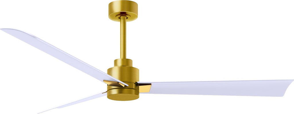 Matthews AK-BRBR-MWH-56 Alessandra Wet Rated 56' Outdoor Ceiling Fan without Light, Remote Included, Silent DC Motor, Brushed Brass with Matte White