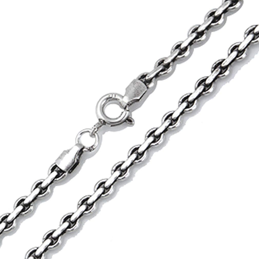 Silvershake Oxidized 3mm 925 Sterling Silver Cable Chain Necklace 18 to 24 Inch Jewelry for Women