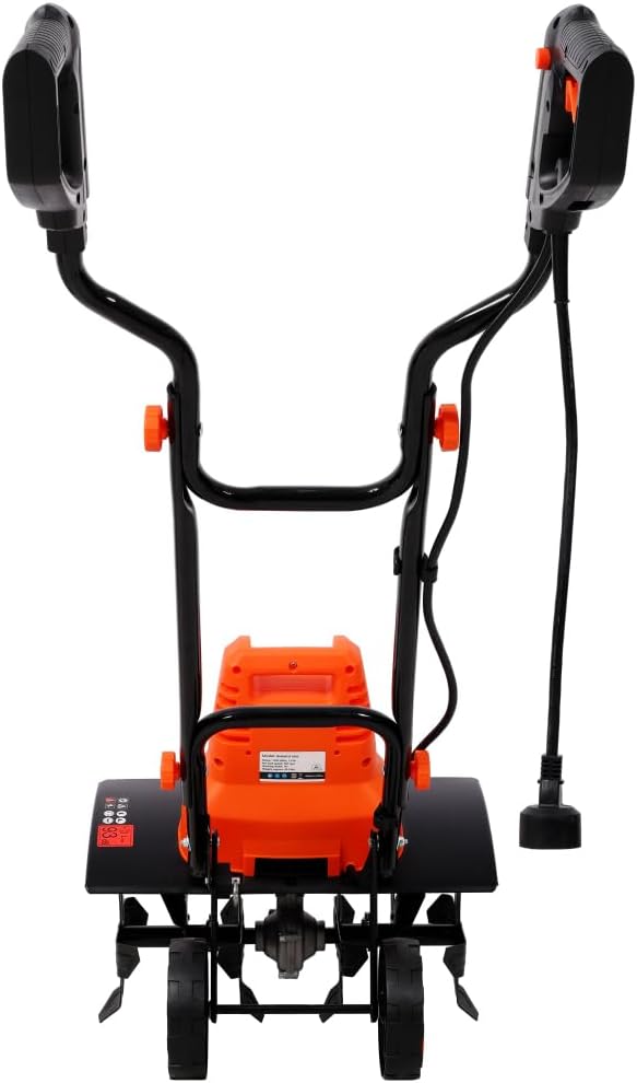 13.5AMP Electric Tiller, 120V/60HZ,18-Inch Width 9-Inch Depth Corded Powerful Tiller with 24 Steel Tines, Adjustable Wheels for Garden Lawn Yard