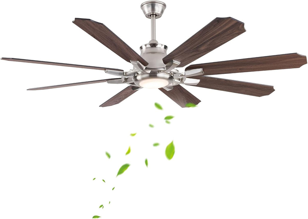Ceiling Fans with Lights, 60 Inch Modern Low Profile Ceiling Fan with Remote Control 6 Speeds, 3000-6000K Dimmable Timing (1/2/4 hours) 8 Blades Large Ceiling Fan for Indoor and Outdoor Bedroom Patios