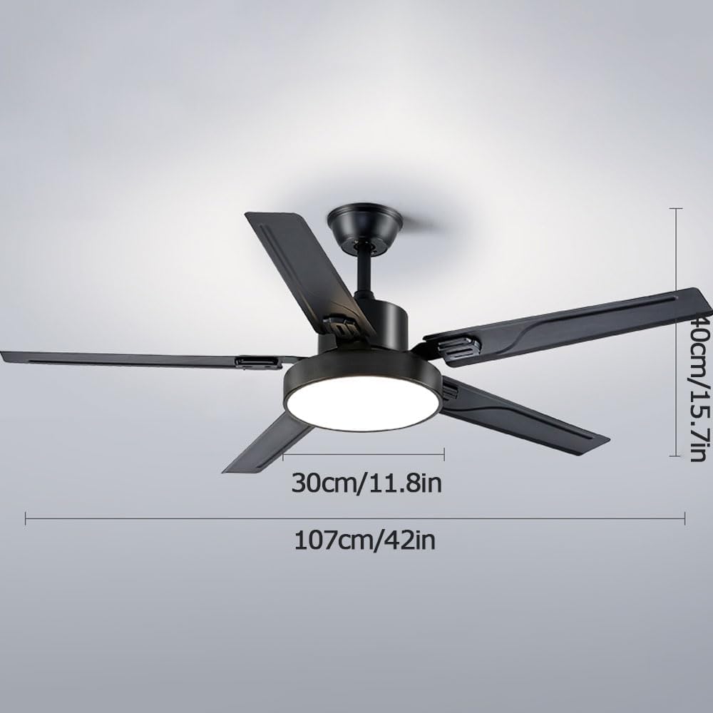42 Inch Modern Ceiling Fan with Lights Frequency Conversion Remote Ceiling Fan Light 6 Speed 3 Color Bedroom Ceiling Fan Outdoor Ceiling Fans for Patios with Light
