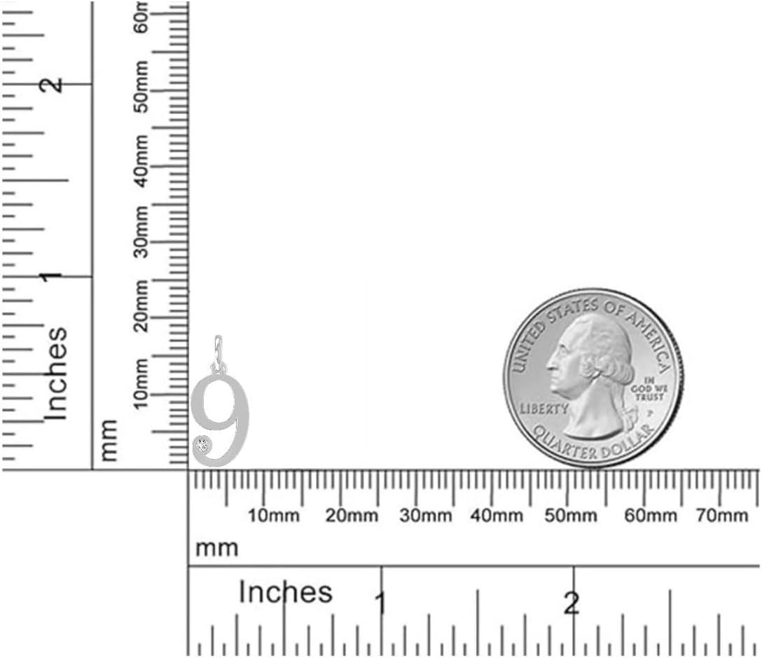 1/20 Carat lab Grown Diamond Zero to Nine Number Pendant Necklace | 10K, 14K Yellow or White Gold and Silver Cable Chain Necklace 18 inch | D-F Color and VS1 Clarity