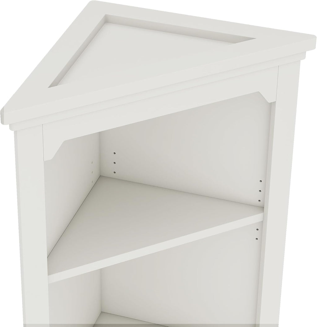 KEIKI 69' Tall Corner Cabinet, Farmhouse Corner Storage Cabinet with Doors & Shelves, Home Storage for Living Room, Bathroom, Dining Room or Kitchen, White
