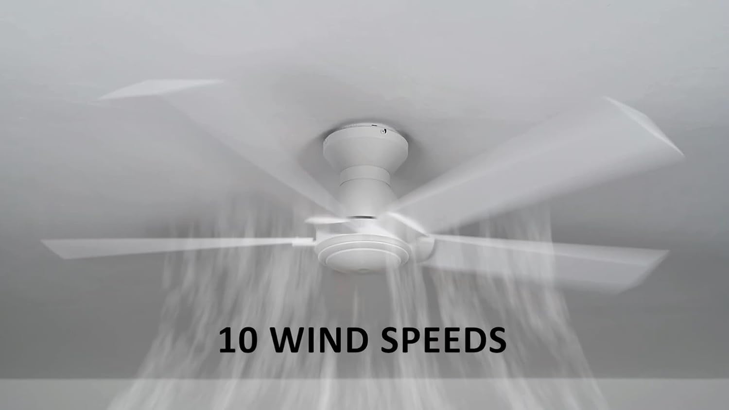 Carro 52 Inch Flush Mount Ceiling Fan without Lights, White Ceiling Fan with Remote Low Profile, 10-Speed Reversible DC Motor, 5 Dual Finish Blades, Indoor for Bedroom