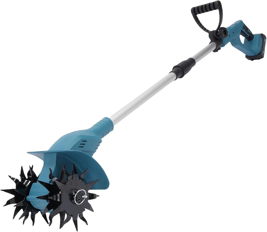 21V Electric Cultivator Cordless Tiller Efficient Speed for Gardening Soil Cultivation Portable (Bare Machine Dual Blades)