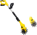 Cordless Tiller Cultivator, Electric Tiller Battery Powered Garden Cultivator 4' Tilling Width and Depth, with 2AH Battery & Fast Charger 20V 250RPM,Yellow (Yellow)